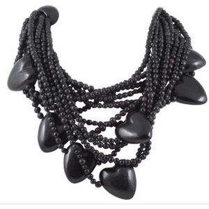 Gerda Lynggard for Monies Danish Horn 12 Strand Heart Necklace Runway 1980s